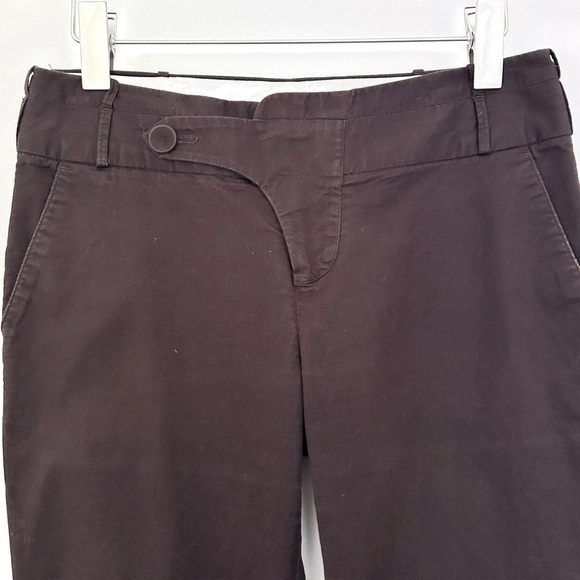 Rochas Paris Elongated Tab Pant Straight Leg Trouser Slim Mid Rise Brown Size 2 - Picture 1 of 15